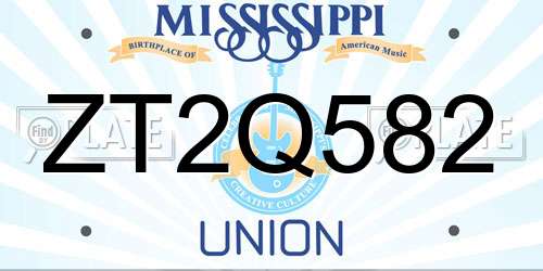 ZT2Q582 Mississippi License Plate