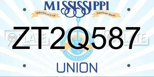 ZT2Q587 Mississippi License Plate