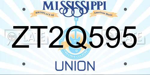 ZT2Q595 Mississippi License Plate