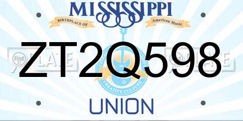 ZT2Q598 Mississippi License Plate