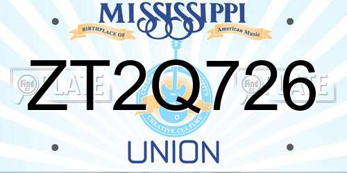 ZT2Q726 Mississippi License Plate