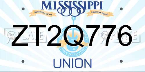 ZT2Q776 Mississippi License Plate