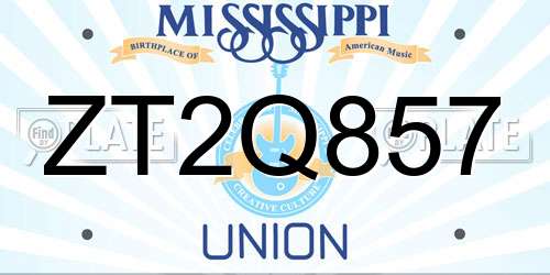 ZT2Q857 Mississippi License Plate