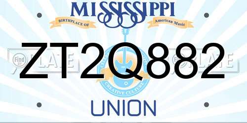 ZT2Q882 Mississippi License Plate