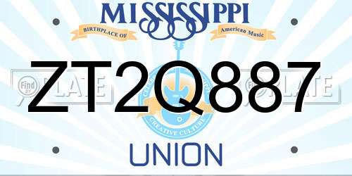 ZT2Q887 Mississippi License Plate