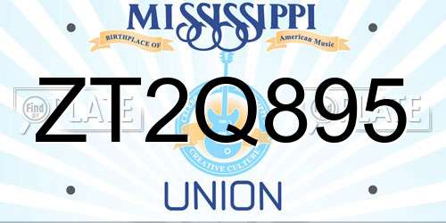 ZT2Q895 Mississippi License Plate