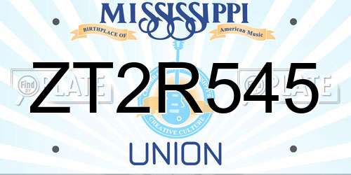 ZT2R545 Mississippi License Plate