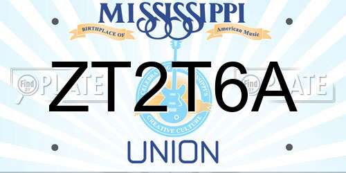 ZT2T6A Mississippi License Plate