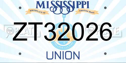 ZT32026 Mississippi License Plate