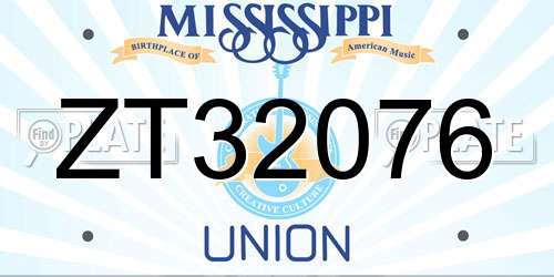 ZT32076 Mississippi License Plate