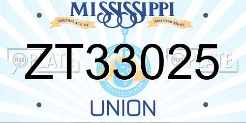 ZT33025 Mississippi License Plate