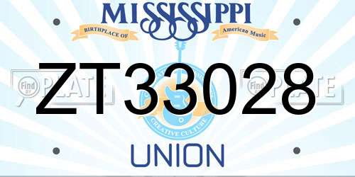 ZT33028 Mississippi License Plate