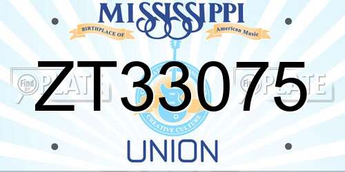 ZT33075 Mississippi License Plate