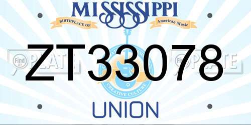 ZT33078 Mississippi License Plate