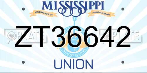 ZT36642 Mississippi License Plate