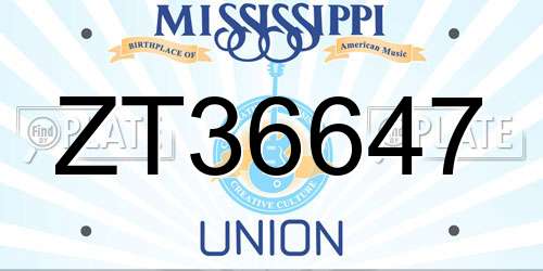 ZT36647 Mississippi License Plate