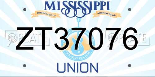 ZT37076 Mississippi License Plate