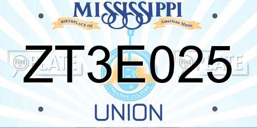 ZT3E025 Mississippi License Plate