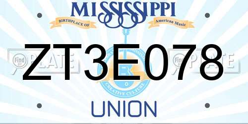 ZT3E078 Mississippi License Plate