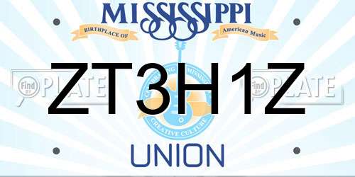 ZT3H1Z Mississippi License Plate