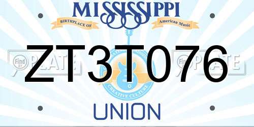 ZT3T076 Mississippi License Plate