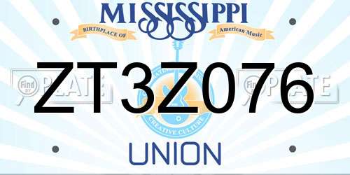ZT3Z076 Mississippi License Plate