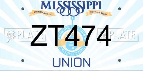 ZT474 Mississippi License Plate