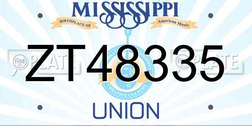 ZT48335 Mississippi License Plate