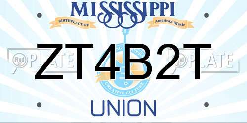 ZT4B2T Mississippi License Plate