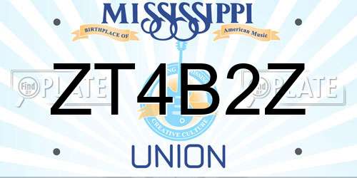 ZT4B2Z Mississippi License Plate