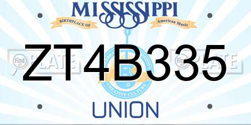 ZT4B335 Mississippi License Plate