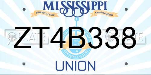 ZT4B338 Mississippi License Plate