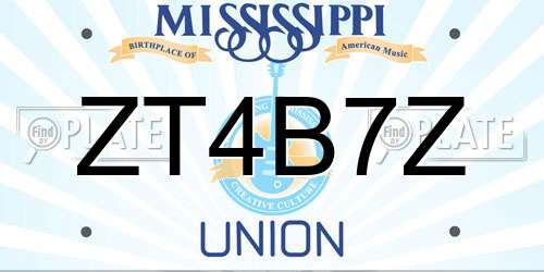 ZT4B7Z Mississippi License Plate