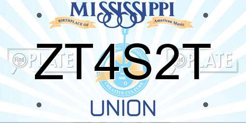 ZT4S2T Mississippi License Plate