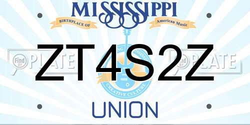 ZT4S2Z Mississippi License Plate