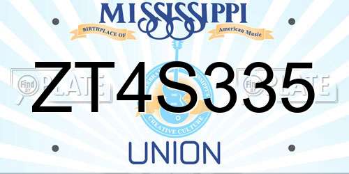 ZT4S335 Mississippi License Plate