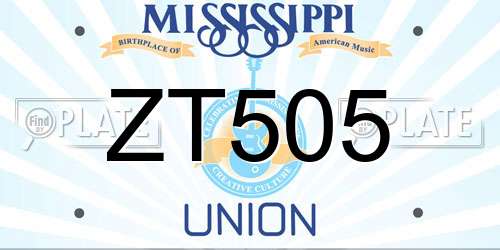 ZT505 Mississippi License Plate
