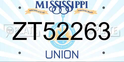 ZT52263 Mississippi License Plate