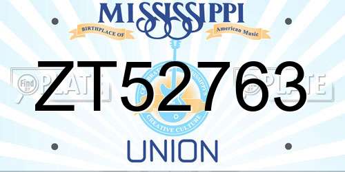 ZT52763 Mississippi License Plate
