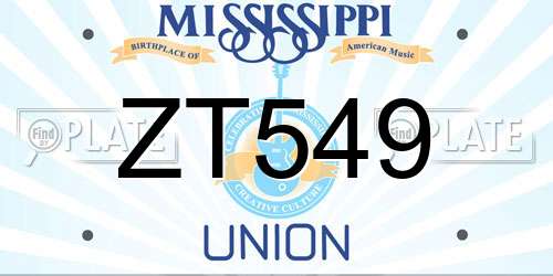 ZT549 Mississippi License Plate