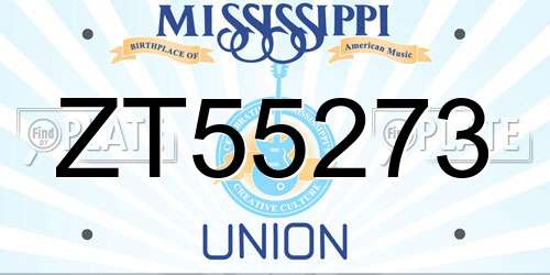 ZT55273 Mississippi License Plate