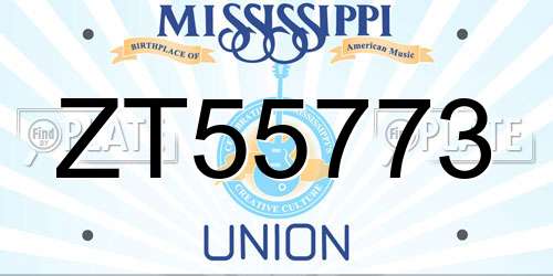 ZT55773 Mississippi License Plate