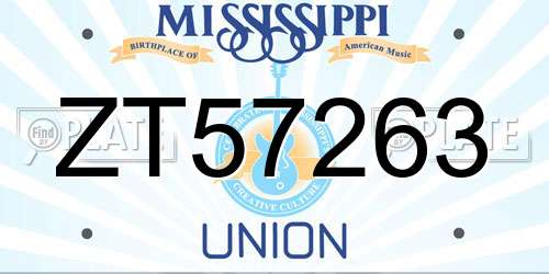 ZT57263 Mississippi License Plate