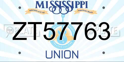 ZT57763 Mississippi License Plate