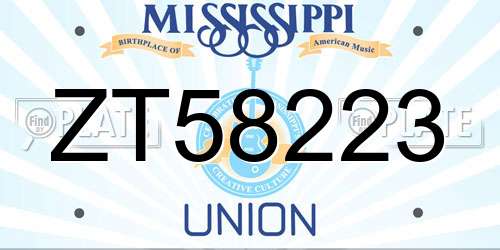 ZT58223 Mississippi License Plate