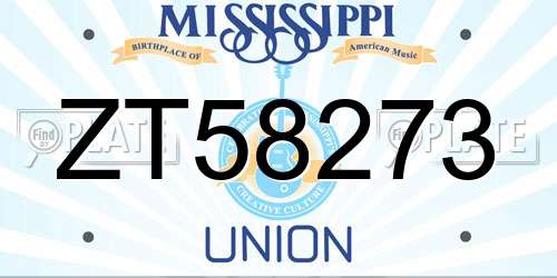 ZT58273 Mississippi License Plate