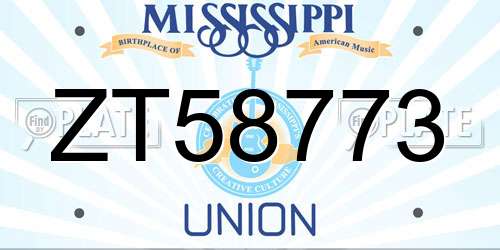ZT58773 Mississippi License Plate