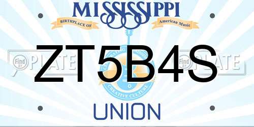 ZT5B4S Mississippi License Plate