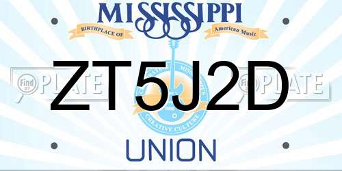 ZT5J2D Mississippi License Plate