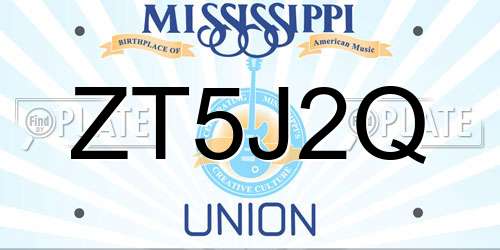ZT5J2Q Mississippi License Plate